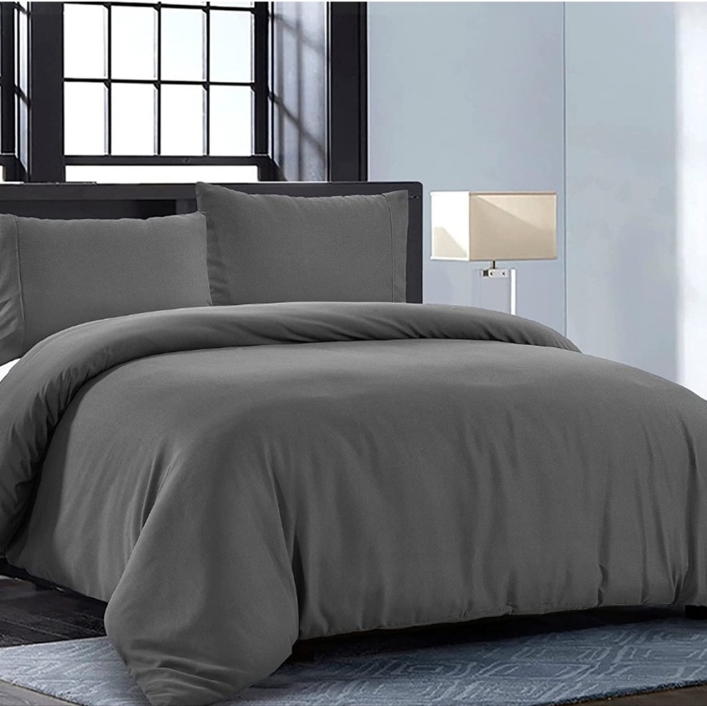 Dark gray duvet cover set - Queen